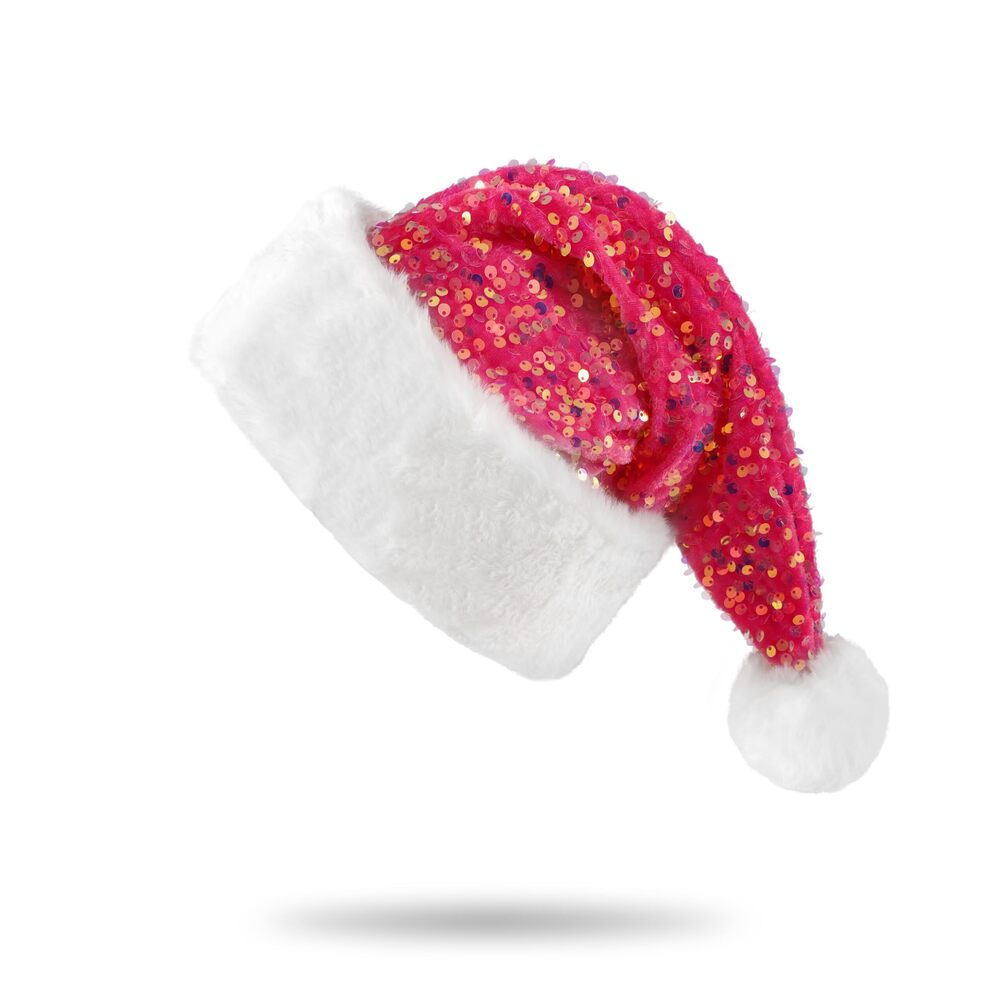 6395 Golden Sparkling Sequin Santa Hat for Adults Christmas Holiday Party